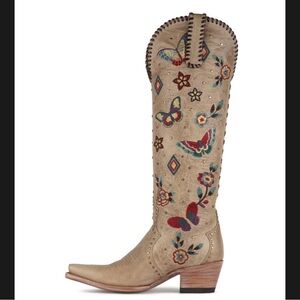 Embroidered Butterfly Heeled Boots
